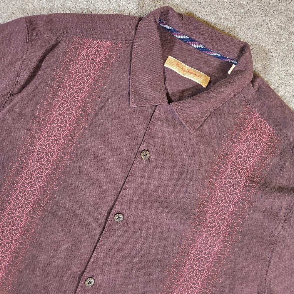 Tommy Bahama Relax Shirt Mens Large 100% Silk Wine Red Original Fit